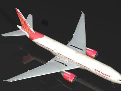 Boeing 777 low polygon Low-poly 3D model