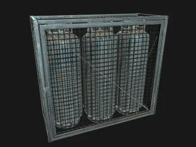 Low Poly PBR 48kg Gas Bottle with Storage Cage Low-poly 3D model