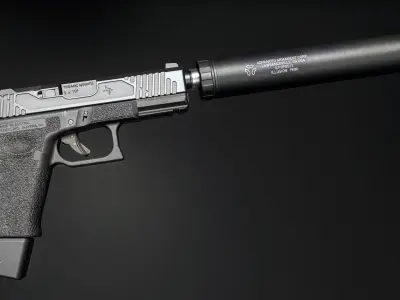 AAC Illusion 9 Handgun Suppressor Low-poly 3D model