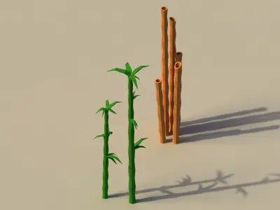 Low Poly Bamboo Trees Low-poly 3D model