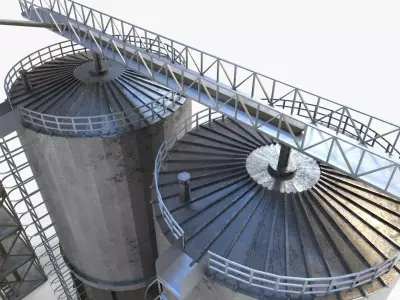 Industrial Silo Storage Low-poly 3D model