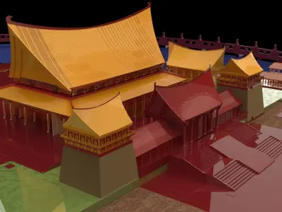  Chinese ancient courtyard house  3D model