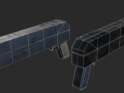 Super Lowpoly Sci-fi Gun Low-poly 3D model