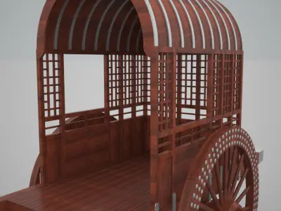 Chinese wooden cart 3D model