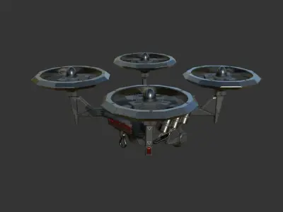 SciFi Police Drone Low-poly PBR game  model Low-poly 3D model