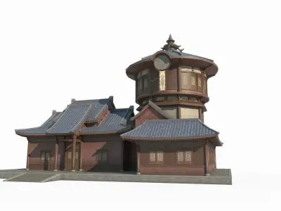 East Asian Ancient Architecture Antique Shop 3D model