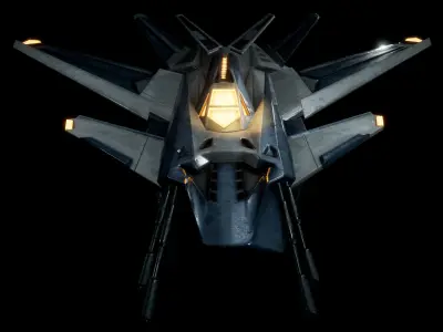 Combat Space Ship Low-poly 3D model