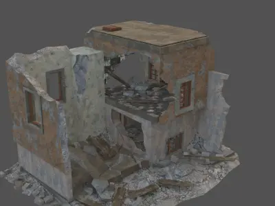destroyed building Low-poly 3D model purchase