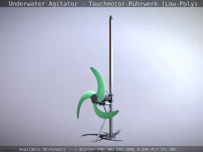 Underwater Agitator - Tauchmotor-Ruehrwerk 1 Low-Poly Version  Low-poly 3D model