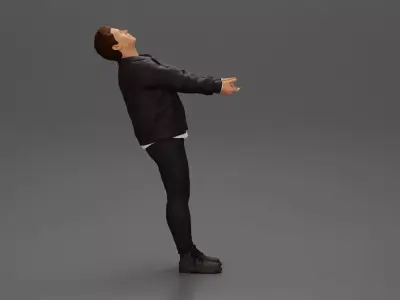 Man in jacket holding hands enjoying a playful dance 3D print model