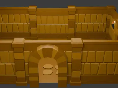Modular Low Poly Medieval Hous Low-poly 3D model