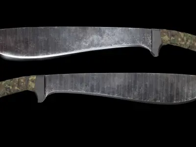 Machete PBR two knives Low-poly 3D model