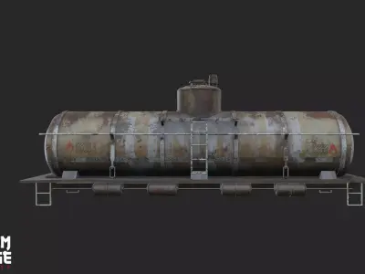 Train Oil Tanker Low-poly 3D model