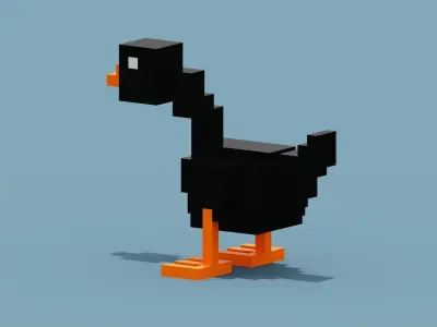 Voxel Black Goose Low-poly 3D model