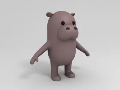 Cartoon Hippopotamus 3D model