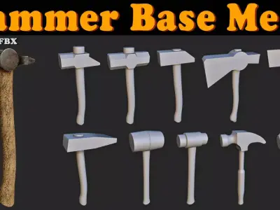 25 Hammer Base Mesh Low-poly 3D model