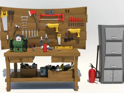 Cartoon Hand Tool Set 3D model