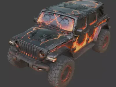 Magma Infused Off Road Jeep 3D Model Low-poly 3D model
