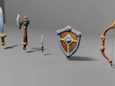 Low Poly Medieval Weapon Kit  Low-poly 3D model