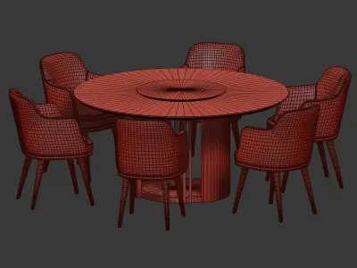 Dining Set table with four chairs velvet 3D model