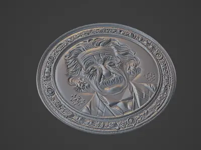 Albert Einstein Medallion 3D print model