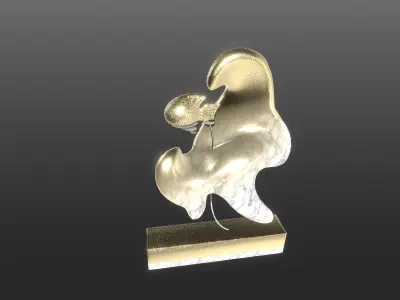 Ethereal Aquatica The Golden Wave Marble Fish Ensemble 3D model