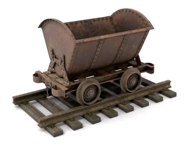 Rusty Metal Cart Mine Low-poly 3D model