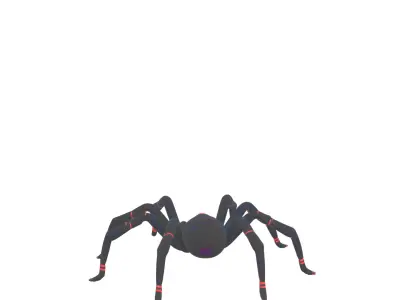 Black Widow Spider 3D Model Jointed Legs Shiny 3D model
