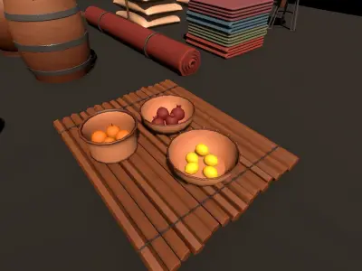 Stylized Medieval Props Low-poly 3D model