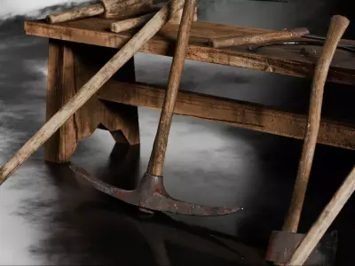 Medieval Village Tools Low-poly 3D model