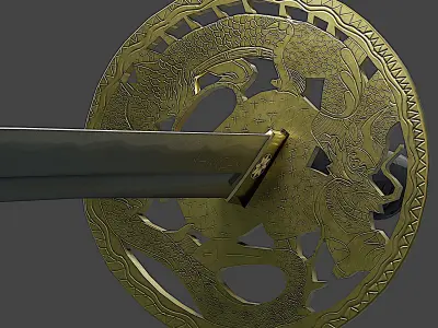 Katana two samurai swords Free low-poly 3D model