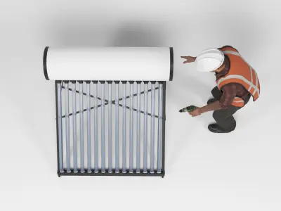 Solar water heater Low-poly 3D model