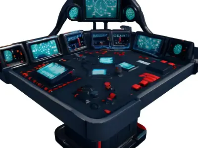 SciFi Futuristic Command Control Console Low-poly 3D model