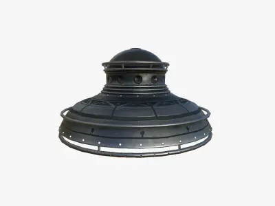 Alien Spaceship UFO F03 Dark Steel - Sci Fi Spacecraft Design Low-poly 3D model