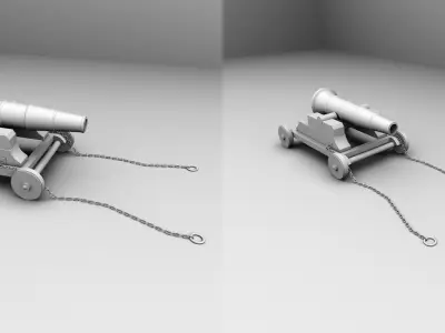Cannon Modeling for Gaming used Low-poly 3D model