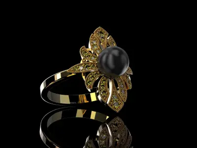 Vintage Ring with Pearl 3D print model