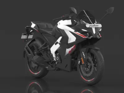 Bajaj Pulsar RS 200 Motorbike White booking for Ex-Showroom Low-poly 3D model
