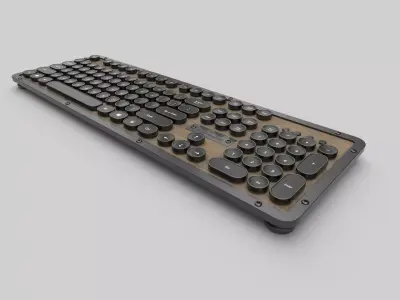 Classic Metal and Wood Keyboard 3D model