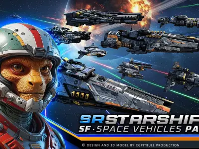 SR - Starships PACK Low-poly 3D model