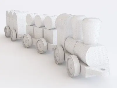 Wooden toy train color 03 3D model