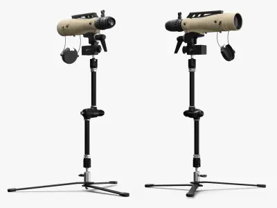 Tactical Spotting Scope on Tripod 3D model