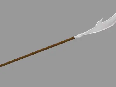 Naginata sword with wooden handle 3D model