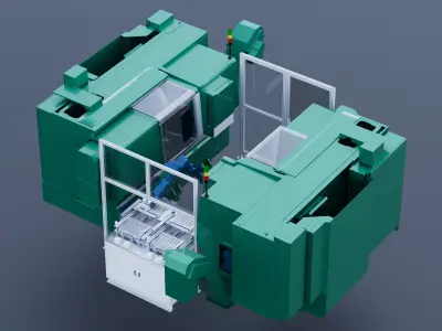 Automatic double station lathe loading and unloading machine 3D model