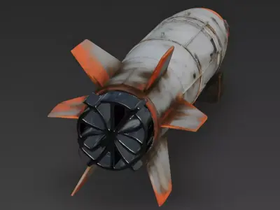 Realistic Damaged Missile 3D Model Low-poly 3D model