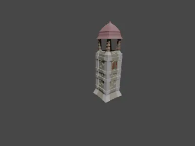 Medieval tower Low poly  Low-poly 3D model