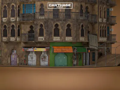 Arabic Neoclassical Residential and Retail Heritage Building Low-poly 3D model