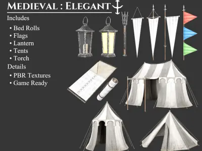 Medieval Collection Elegant Campsite 3D Model Pack