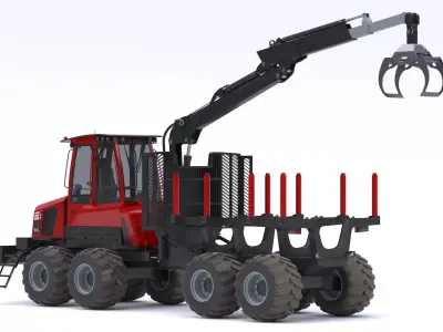 Komatsu 845-1 Forestry Forwarder Logging Machine 3D model
