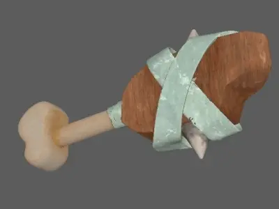 weapon wooden stick with ribbon Low-poly 3D model