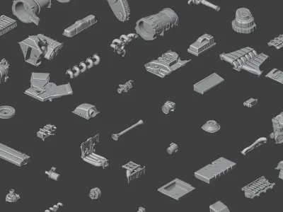 Engine Parts Kitbash 3D model